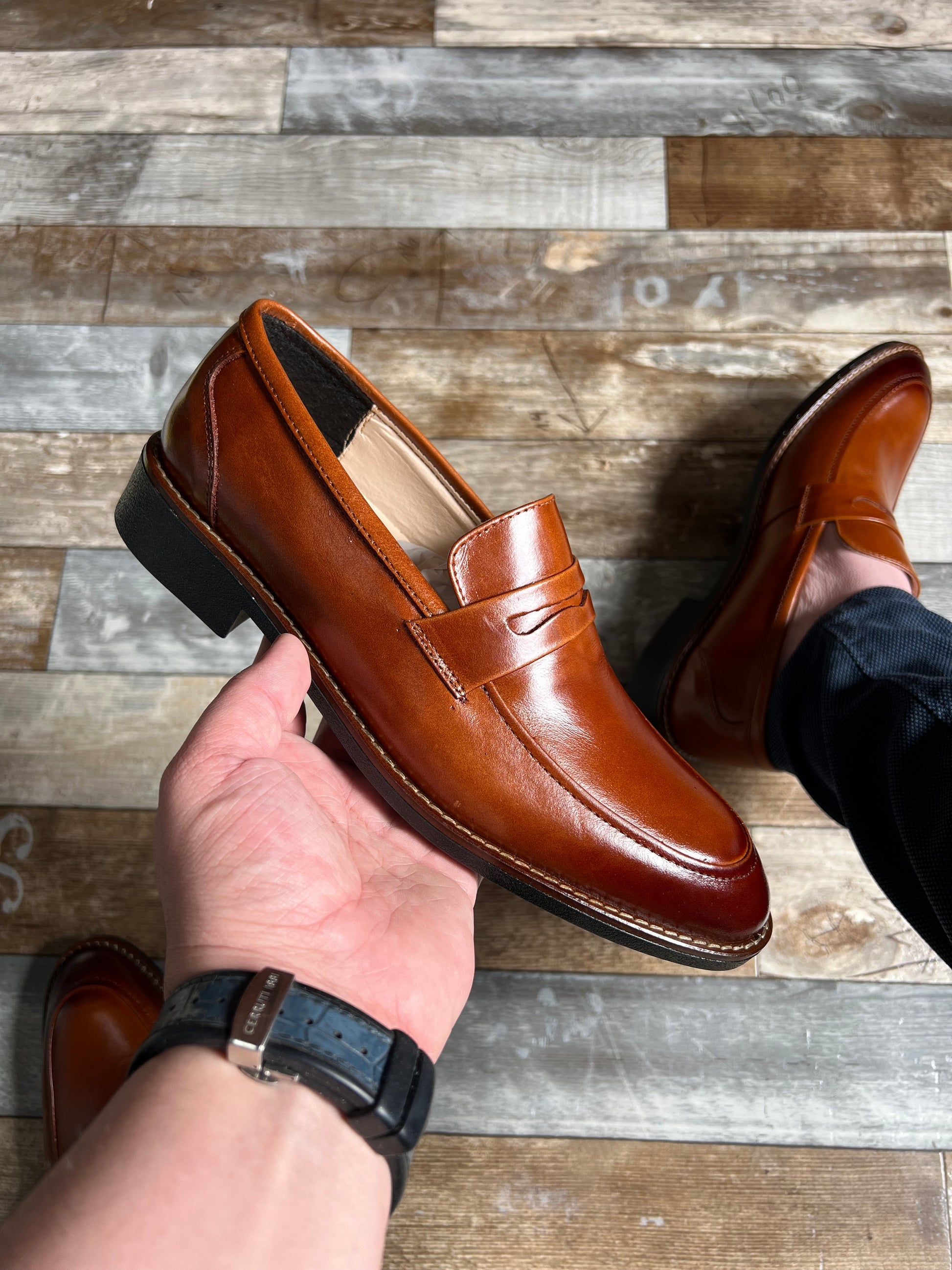 Model Mocassin Oxford Tobacco